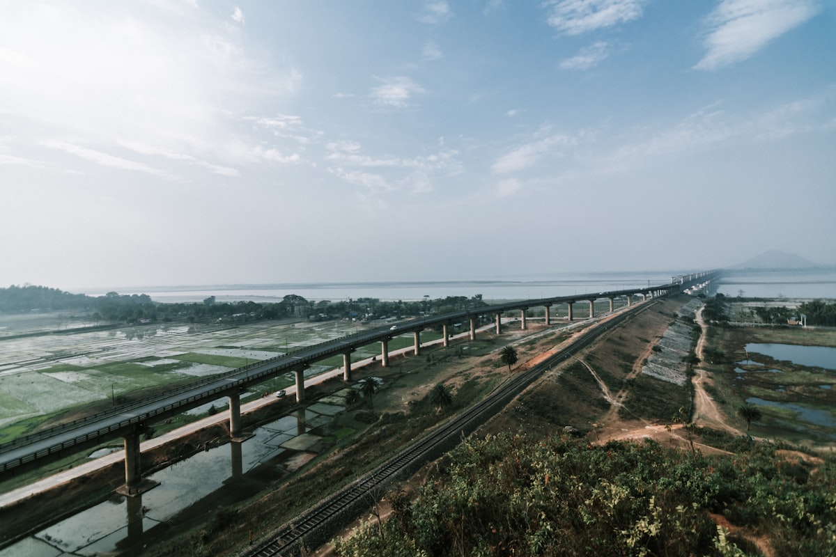 Waterlogged area in Assam during monsoon floods