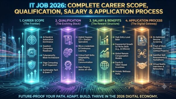 IT Job 2026: IT सेक्टर में करियर के पूरे स्कोप, फील्ड्स, क्वालिफिकेशन, सैलरी और अप्लाई प्रोसेस की पूरी जानकारी