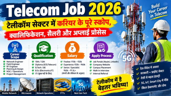 Telecom Job 2026: टेलीकॉम सेक्टर में करियर के पूरे स्कोप, क्वालिफिकेशन, सैलरी और अप्लाई प्रोसेस की पूरी जानकारी