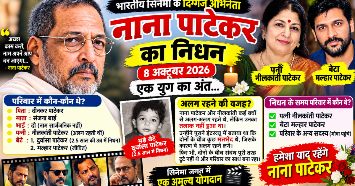 नाना पाटेकर का परिवार: पत्नी, बच्चे और अकेले रहने की पूरी कहानी Updatetimes,hindi news,samachar,हिन्दी समाचार